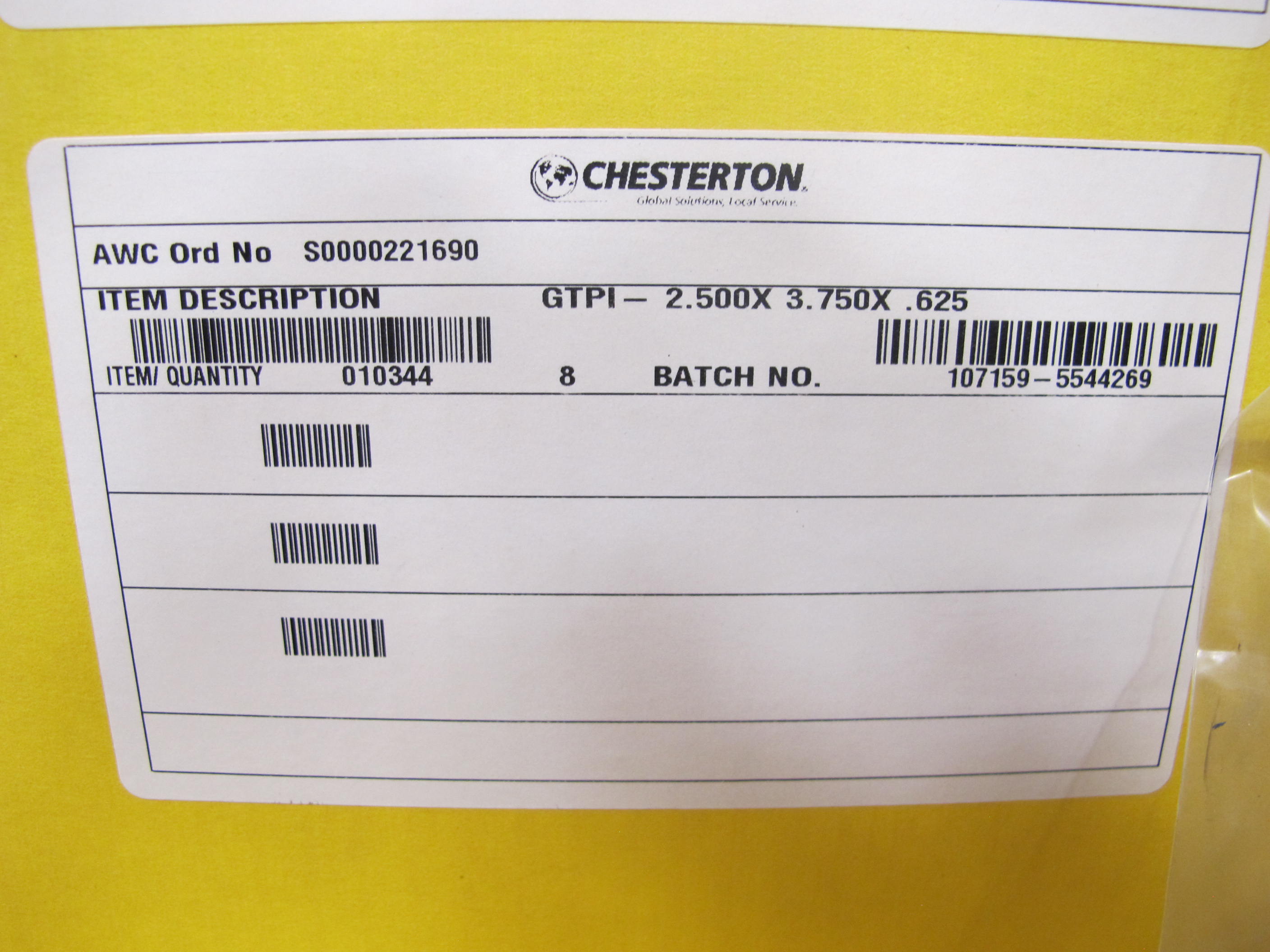LOT TO INCLUDE TO INCLUDE BUT NOT LIMITED TO: (2 PALLET SIZED BOXES) MISC. GASKETS, SHIMS, O-RINGS, AND PACKING, (1) PALLET OF CHESTERTON, JOHN CRANE, AND GARLOCK BULK MECHANICAL PACKING. LOADING & HANDLING FEE $15-4214